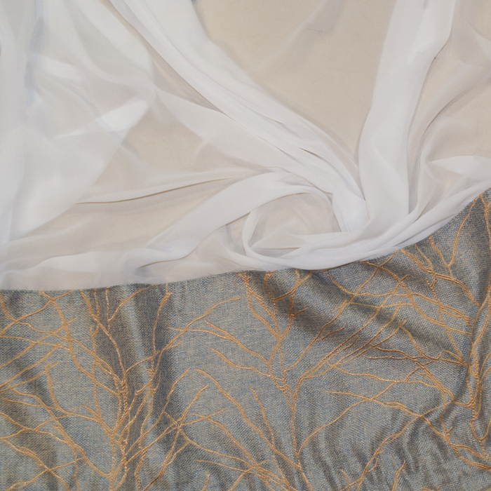 Perdea Velaria voal premium alb si tafta gri, 360x160 cm [3]