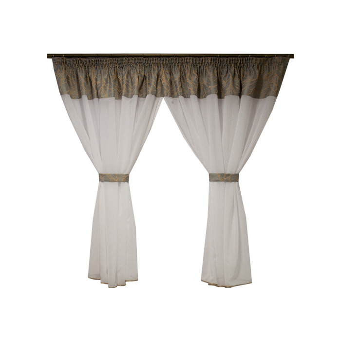 Perdea Velaria voal premium alb si tafta gri, 360x160 cm [1]