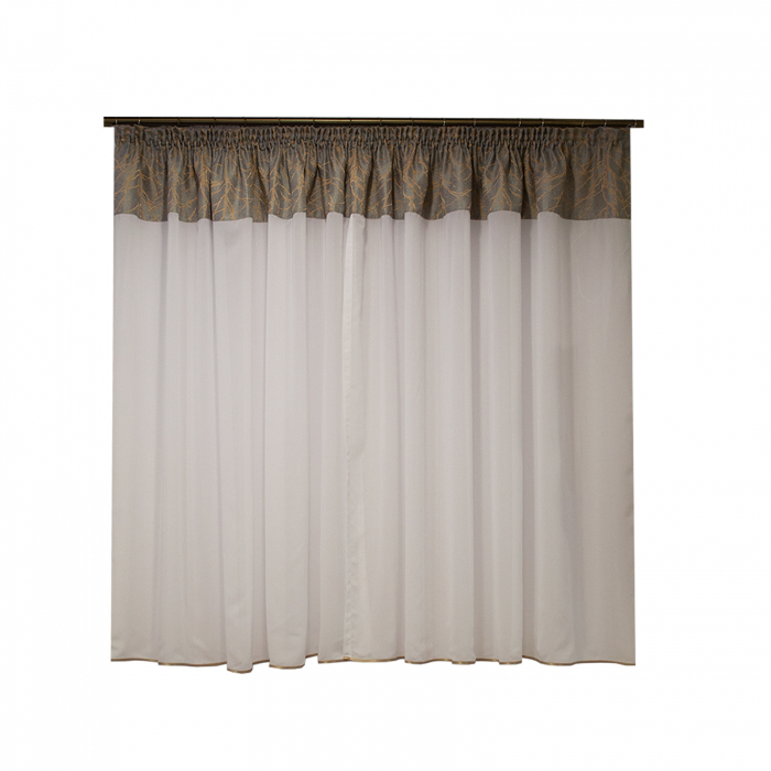 Perdea Velaria voal premium alb si tafta gri, 360x160 cm [2]