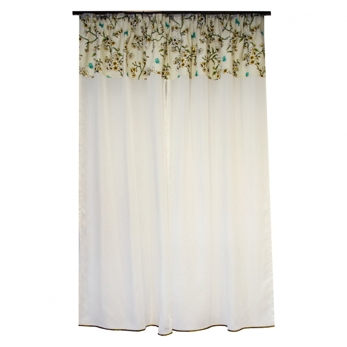 Perdea Velaria ivoire cu esarfe si imprimeu floral, 170x160 cm [3]