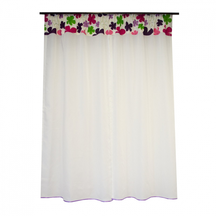 Perdea Velaria voal alb cu flori multicolore, 170x180 cm [3]