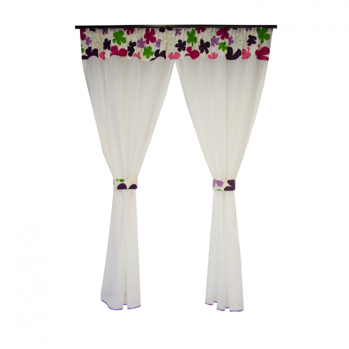 Perdea Velaria ivoire cu flori multicolore, 150x170 cm [1]