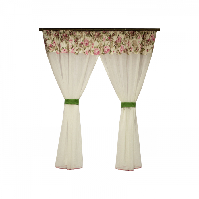 Perdea Velaria in ivoire cu flori, 250x155 cm [1]