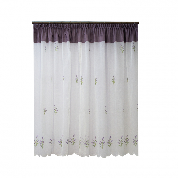 Perdea Velaria de bucatarie cu broderie lavanda, 300x160 cm [1]