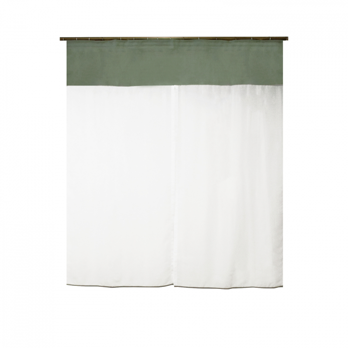 Perdea Velaria in alb cu banda verde, 145x150 cm [3]