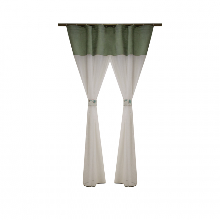 Perdea Velaria in alb cu banda verde, 145x150 cm [1]