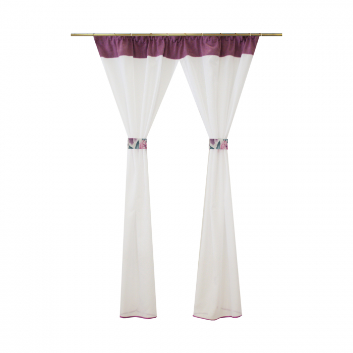 Perdea Velaria voal alb si milas lila, 145x155 cm [1]