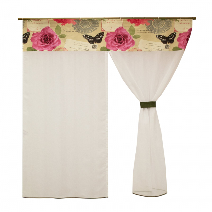 Perdea Velaria voal alb cu cu flori, 140x180 cm [4]