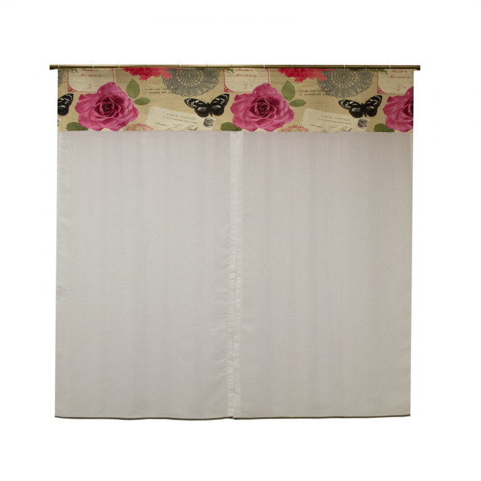 Perdea Velaria voal alb cu cu flori, 140x180 cm [3]