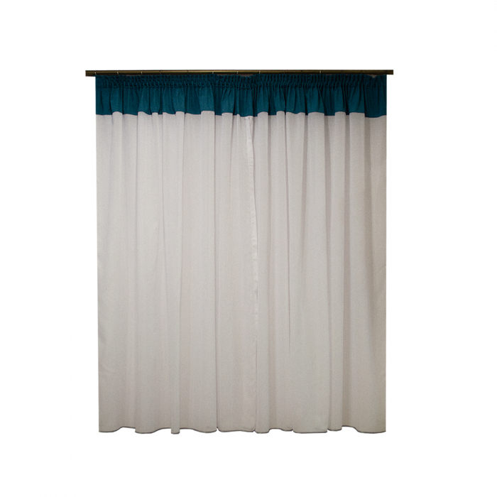 Perdea Velaria voal alb suprem cu suet turcoaz, 300x155 cm [2]
