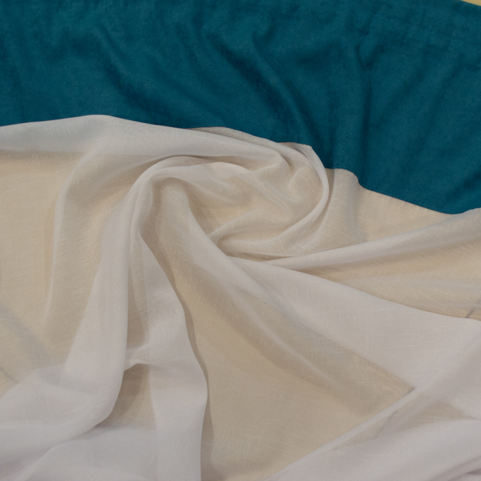 Perdea Velaria in alb cu suet turcoaz, 300x150 cm [3]