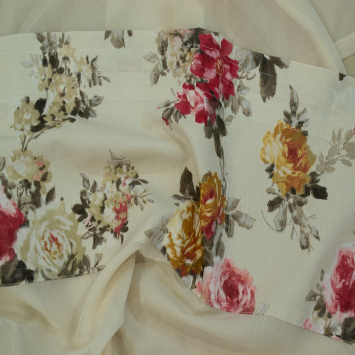 Perdea Velaria batist crem cu flori, 90x210 cm [2]
