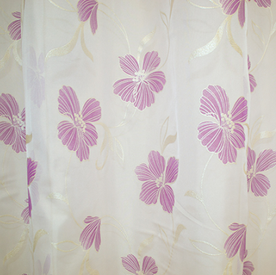 Perdea Velaria voal alb cu flori mov diverse dimensiuni [2]