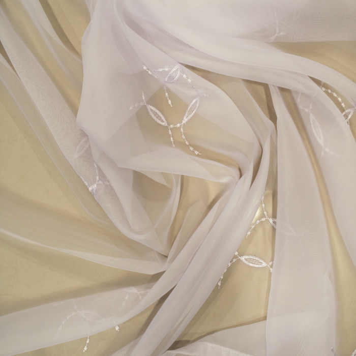 Perdea Velaria voal alb cu imprimeu brodat, 115x245 cm [3]