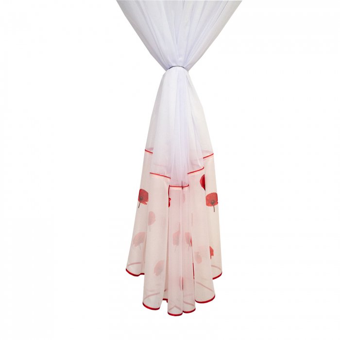 Perdea Velaria voal alb cu maci rosii, 315x190 cm [4]