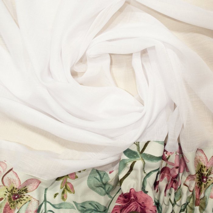 Perdea Velaria de bucatarie, alba cu imprimeu floral, 380x150 cm [2]