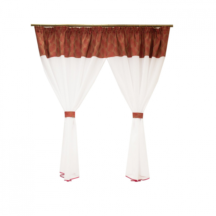 Perdea Velaria in alb cu banda rosie, 240x150 cm [3]