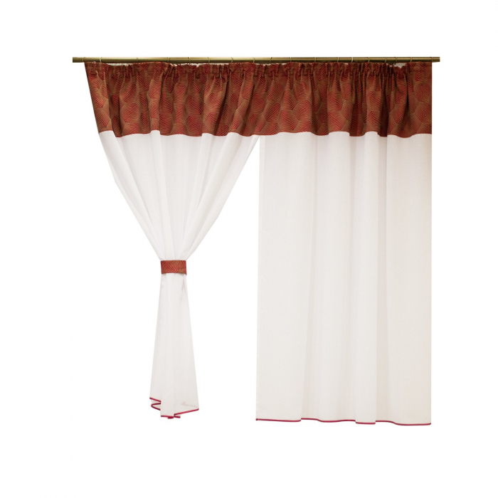 Perdea Velaria in alb cu banda rosie, 240x150 cm [2]