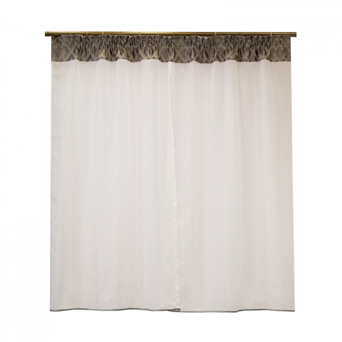 Perdea Velaria voal alb cu tafta romburi gri si esarfe, 180x150 cm [2]