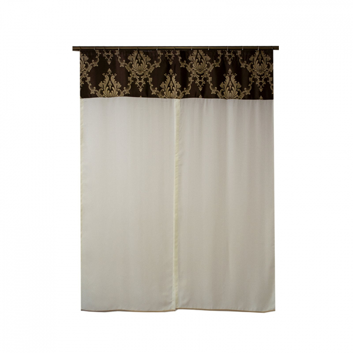 Perdea Velaria in ivoire cu tafta baroc maro, 285x150 cm [2]