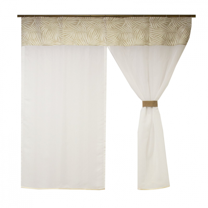 Perdea Velaria voal alb si tafta gri, 140x165 cm [4]