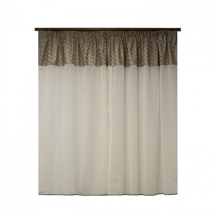 Perdea Velaria in ivoire cu tafta gri, 240x150 cm [2]
