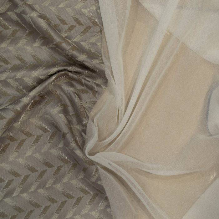 Perdea Velaria in ivoire cu tafta gri, 240x150 cm [3]