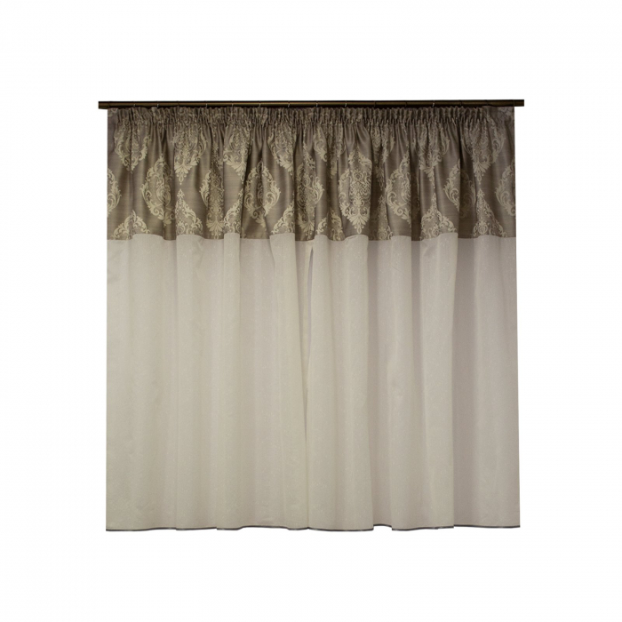 Perdea Velaria ploita ivoire si tafta gri, 320x155 cm [2]