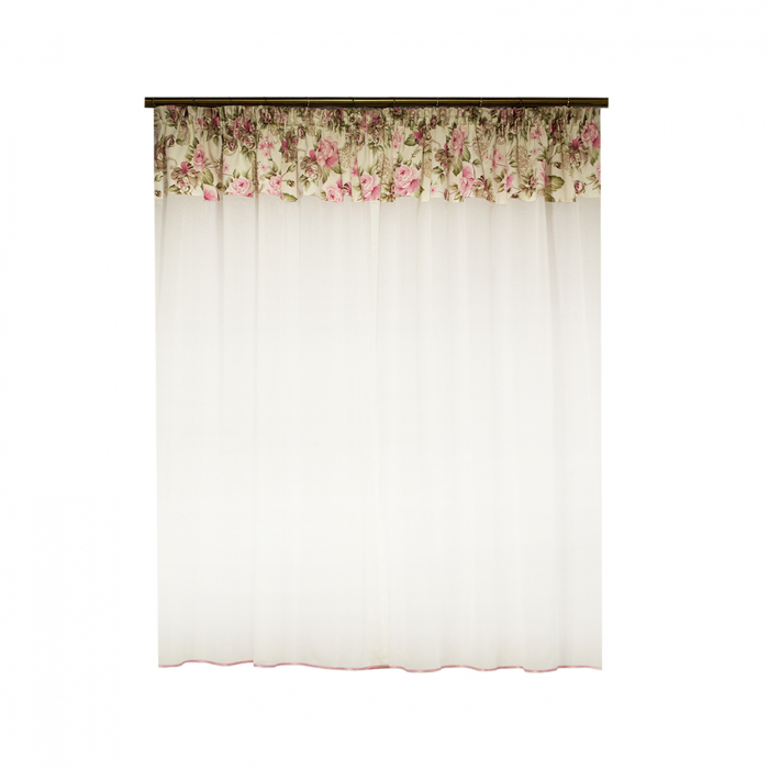 Perdea Velaria voal crep alb cu flori, 340x175 cm [3]