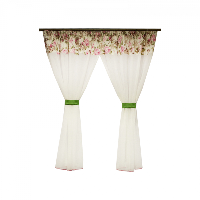 Perdea Velaria voal crep alb cu flori, 340x175 cm [4]