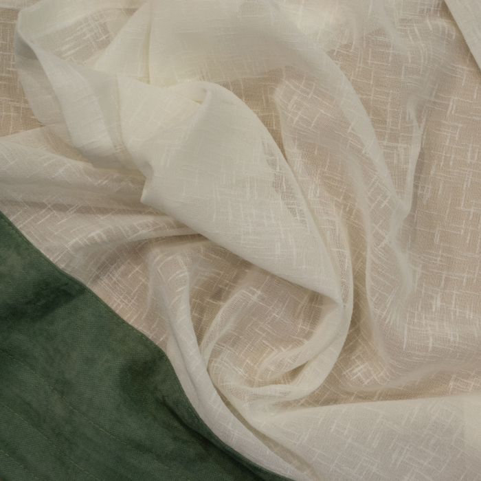 Perdea Velaria in hard ivoire cu banda verde, 150x160 cm [2]