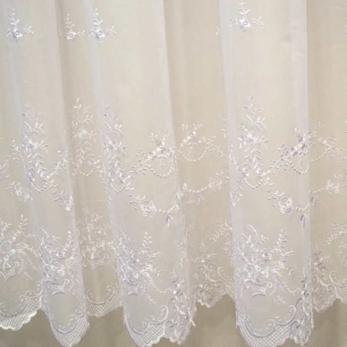 Perdea Velaria voal alb cu broderie florala, 275x245 cm [3]