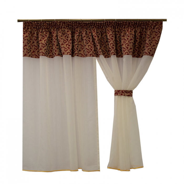 Perdea Velaria voal alb si tafta rosie, 145x160 cm [4]