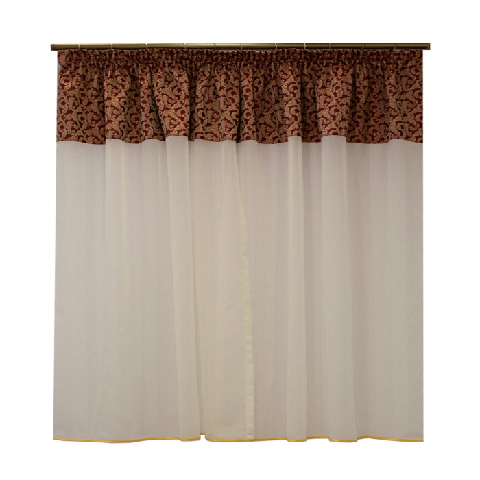 Perdea Velaria voal alb si tafta rosie, 145x160 cm [2]
