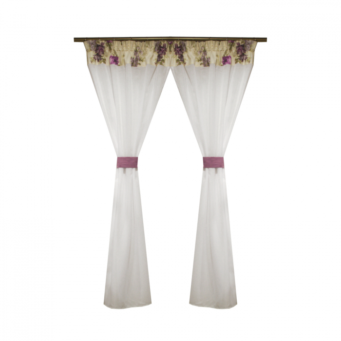 Perdea Velaria in alb cu flori, 180x160 cm [1]