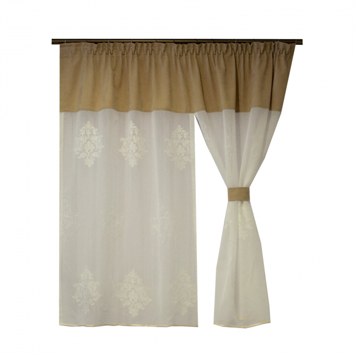 Perdea Velaria in ivoire baroc cu esarfe, 175x140 cm [3]
