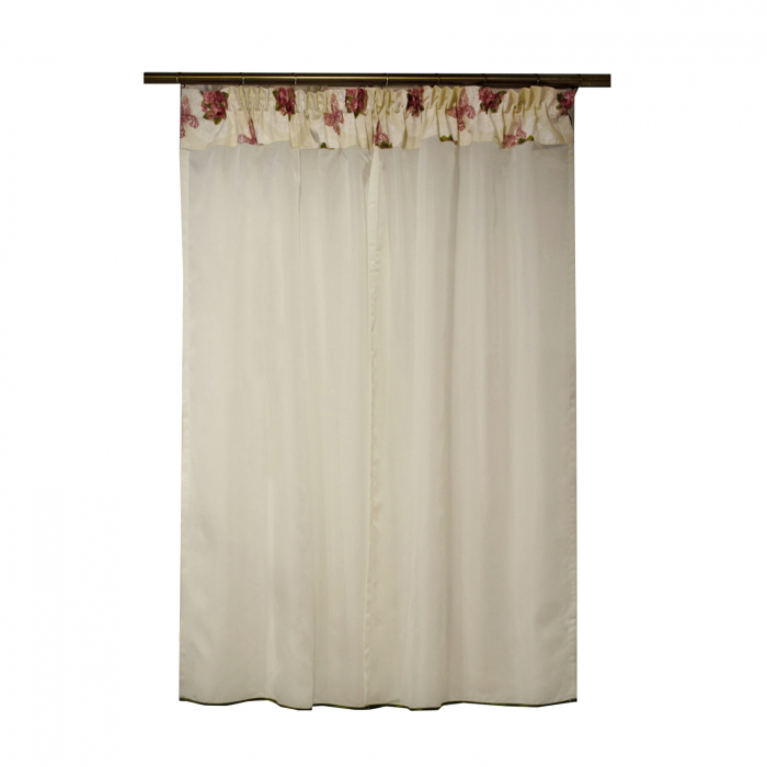 Perdea Velaria voal crep ivoire si flori, 170x150 cm [2]