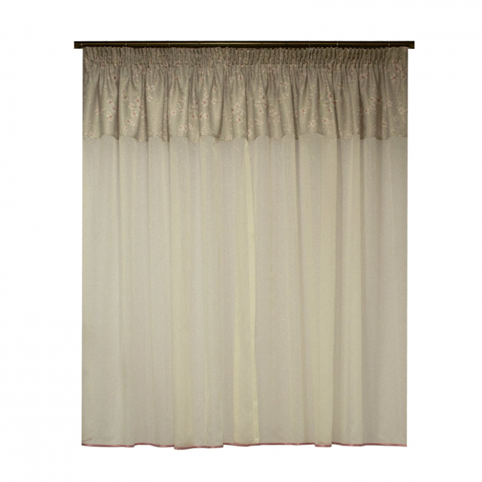 Perdea Velaria ploita ivoire cu flori, 300x140 cm [1]