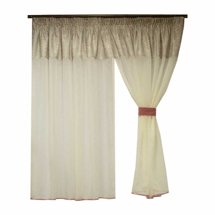 Perdea Velaria ploita ivoire cu flori, 300x140 cm [2]