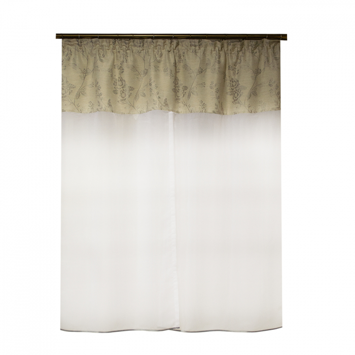 Perdea Velaria voal alb si tafta gri cu flori, 145x155 cm [3]