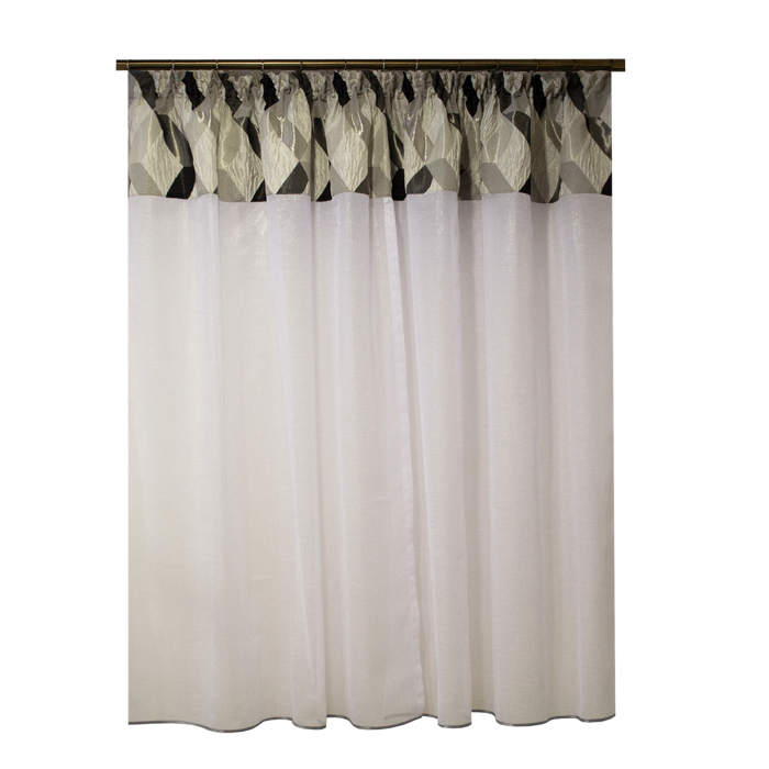Perdea Velaria in lucios alb cu tafta gri, 230x165 cm [3]