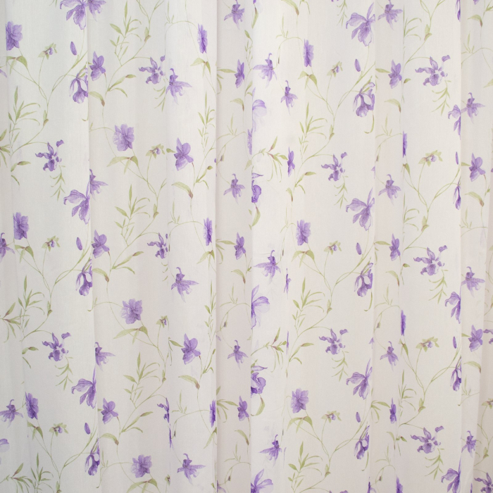 Perdea Velaria alba cu flori mov, 300x245 cm [3]
