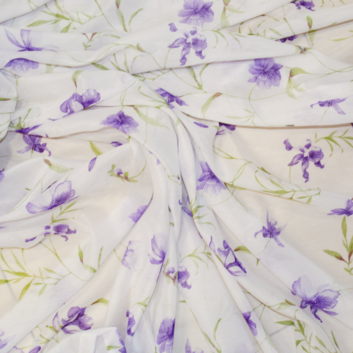 Perdea Velaria alba cu flori mov, 300x245 cm [2]