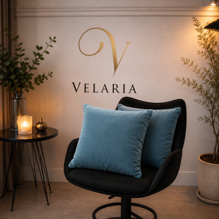 Perna Velaria Catifea Albastru Marin 40/40 cm - Burduf cadou [2]