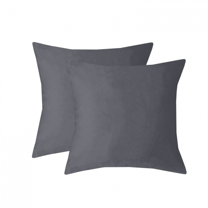 Perna Velaria, catifea Graphite Gray, 40x40 cm - Burduf cadou [2]