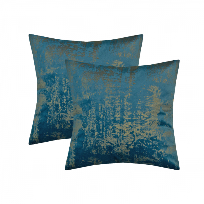 Perna Velaria, catifea Goldish Blue 40x40 cm - Burduf cadou [2]