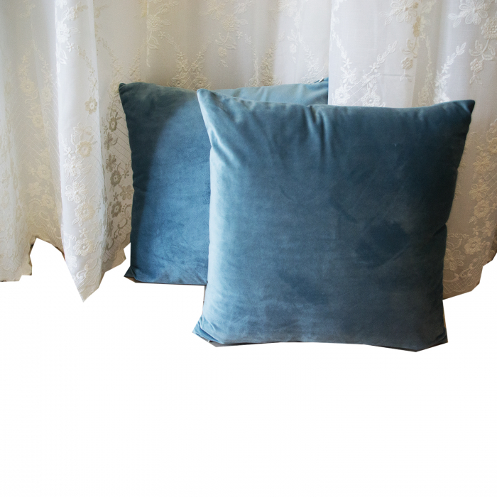 Perna Velaria Catifea Albastru Marin 40/40 cm - Burduf cadou [2]