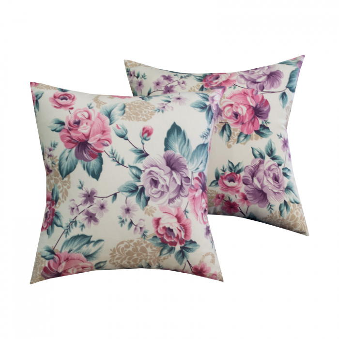 Perna Velaria, in Turquoise-pink flowers, 40x40 cm - Burduf cadou [3]