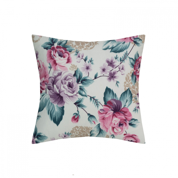 Perna Velaria, in Turquoise-pink flowers, 40x40 cm - Burduf cadou [1]