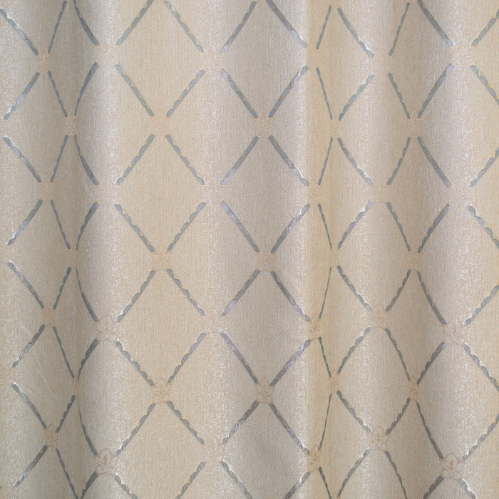 Set draperii tafta bej cu romburi gri cu capse [4]